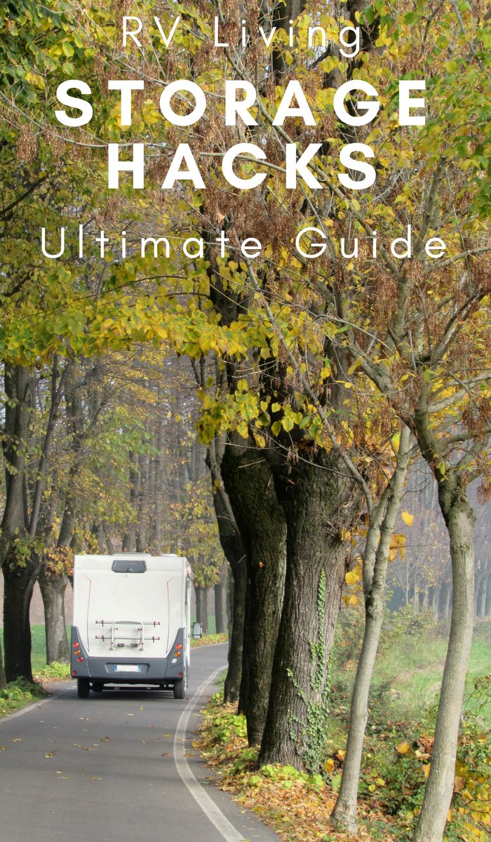 RV storage is an important part of owning a recreational vehicle. If you’re traveling, you need places to store your belongings. Check out this list of ultimate RV storage hacks. #rvliving #storagehacks #travelhacks #rvhacks #ourroaminghearts | Travel | RV Living | RV Storage Hacks | Storage Hacks for Travelers